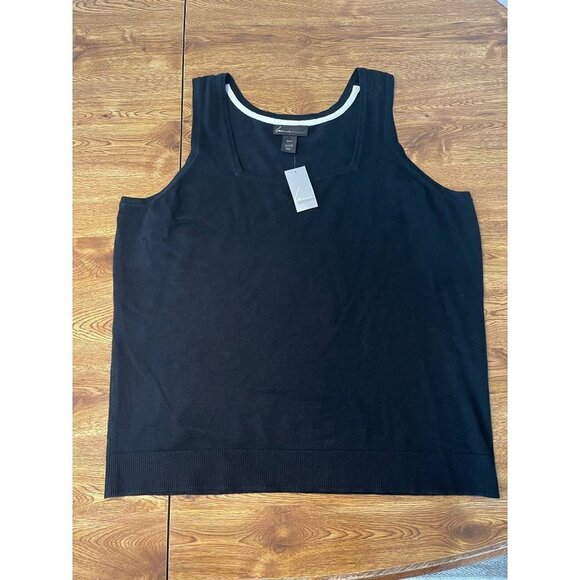 NWT‎ Lane Bryant 22/24 Black Knit Tank Top Sleeveless Square Neck - Picture 3 of 3